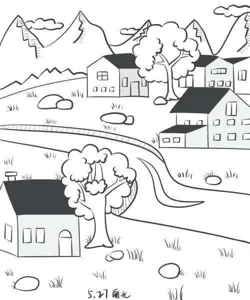 控笔练习31丨小村庄丨简笔画