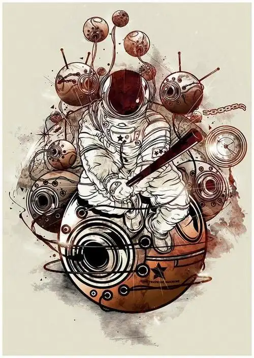 手绘拯救世界的未来战士插画图片