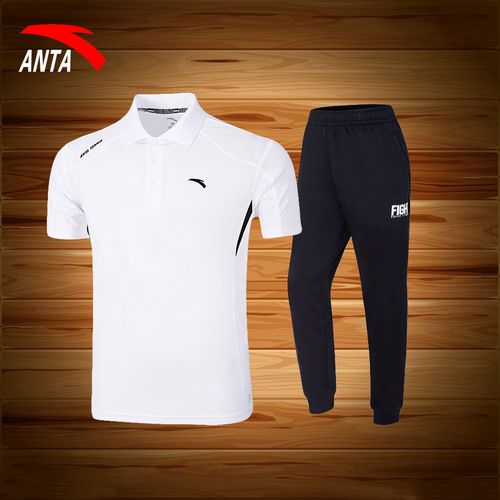 安踏运动套装男2022夏季新款透气休闲官方旗舰男士短袖长裤polo衫