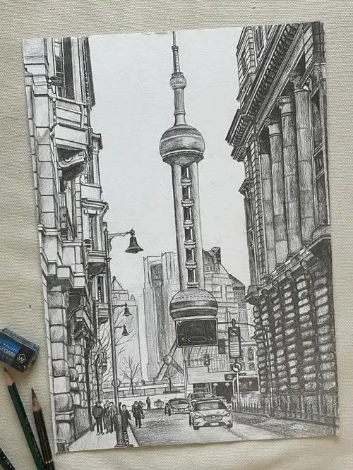 高中生日常  #东方明珠  #外滩  #绘画   #绘画过程  #画画教程