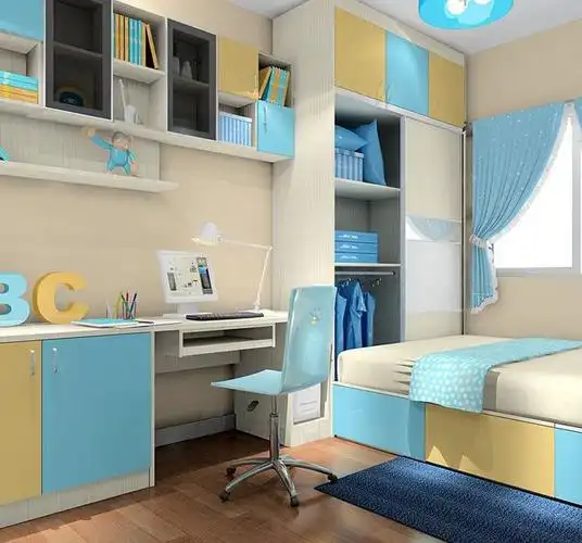 榻榻米男孩卧室装修效果图男孩榻榻米装修卧室儿童房双人床装修效果图