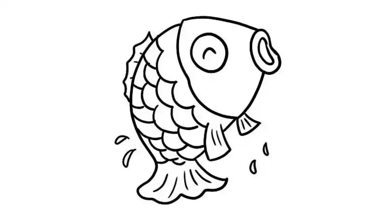 画法-儿童简笔画鲤鱼跃龙门简笔画步骤简笔画--如何画跃出水面的鲤鱼