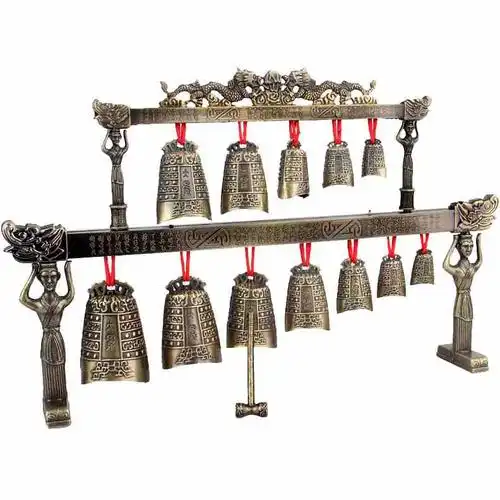 模型摆件婚庆古典中国风钟乐器中式影视演奏合金古风编工艺品道具