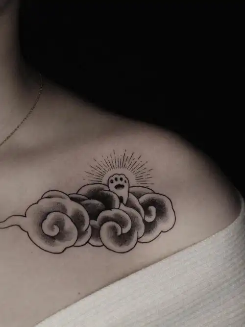 云彩狗抓_纹身图案手稿图片_九泽的纹身作品集