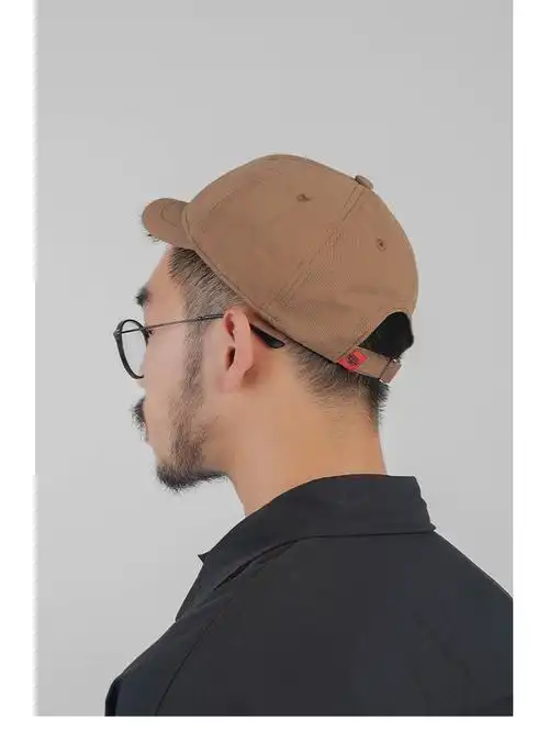 小头男士短檐夏季帽短沿棒球帽男透气鸭舌帽帽子黑色l5860cm