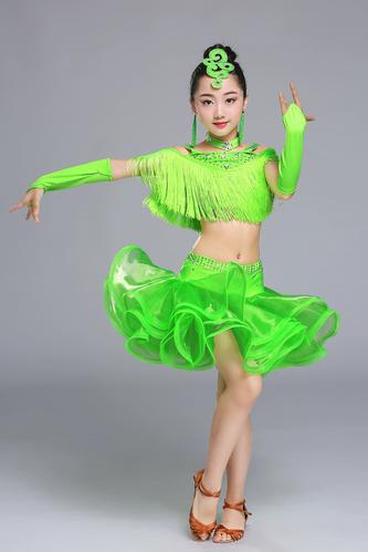 皇缔 女童拉丁舞连衣裙表演演出服装新款少儿比赛艺考儿童练功裙