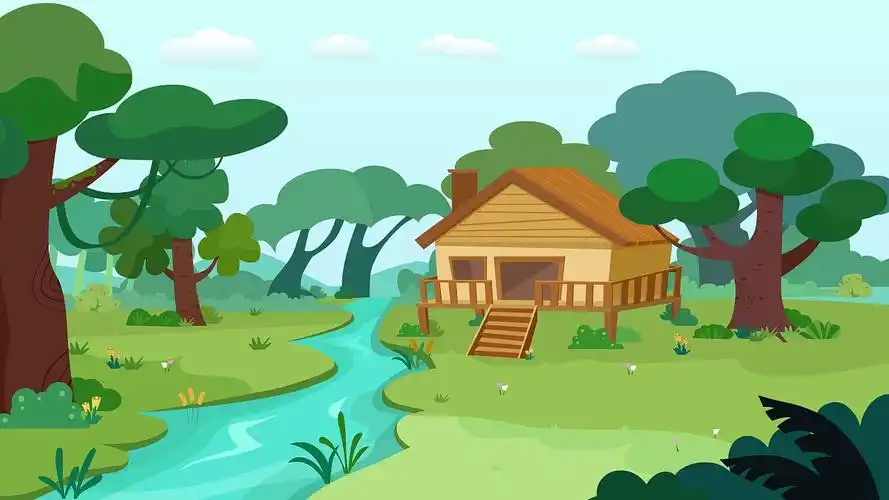 场景插画 -教室 卧室 森林小屋