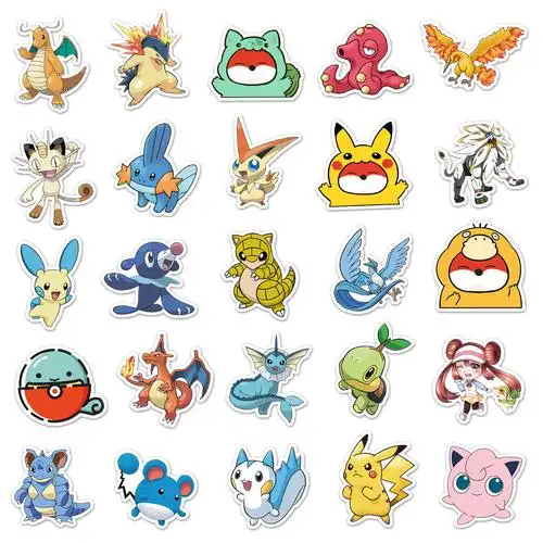 100张不重复神奇宝贝涂鸦贴纸卡通动漫贴纸diy滑板行李箱贴纸批发