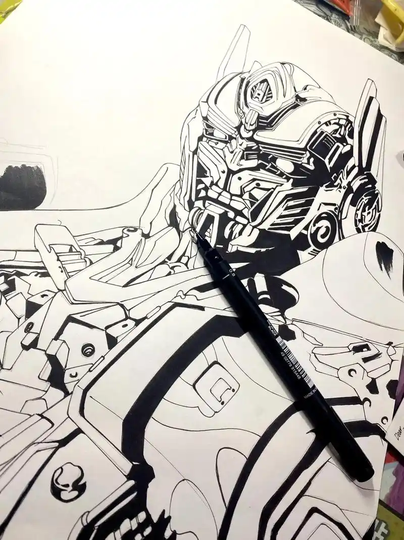 擎天柱.马克笔手绘#马克笔 #审美积累 #绘画 #画画 - 抖音