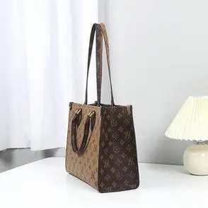 2021新潮复古老花托特包女质感拼色大容量手提包轻奢品牌女包