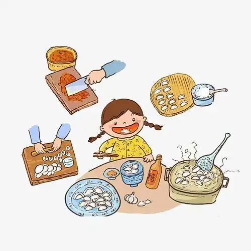 幼儿园一起包饺子简笔画