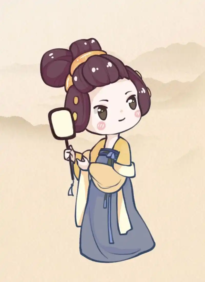 q版手绘汉服少女|古风少女简笔画 轻罗小扇,笑靥如花;海棠树下,不负