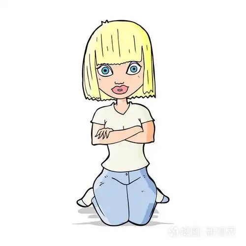 卡通女人跪