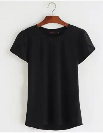 夏季新款短袖t恤女时尚韩版纯棉宽松简约大码半袖打底衫上衣潮 黑色 m