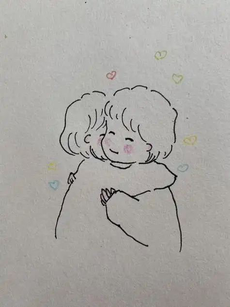 情侣拥抱简笔画 情侣拥抱的画法怎么画两个拥抱的小男孩小女孩卡通