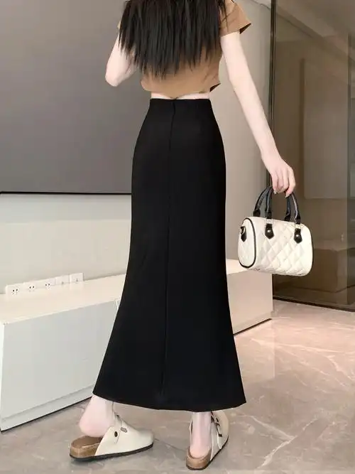 实拍实价现货2024春夏新款显瘦百搭半身裙高腰鱼尾裙洋气 - 17网