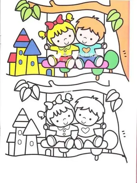 幼儿园简笔画涂色简笔画幼儿园卡通母婴早教