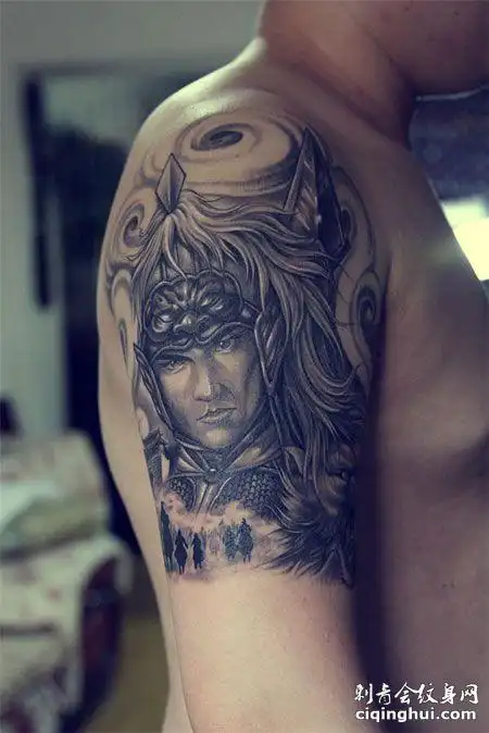 大臂帅气赵云纹身图案