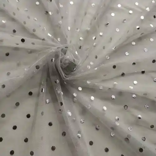 8公分圆点烫银 小清新纱裙面料 颜色现货