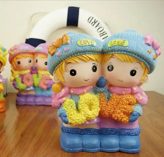 22cm高 七彩情侣 大号新款卡通石膏娃娃公仔乳胶模具制作全国包邮