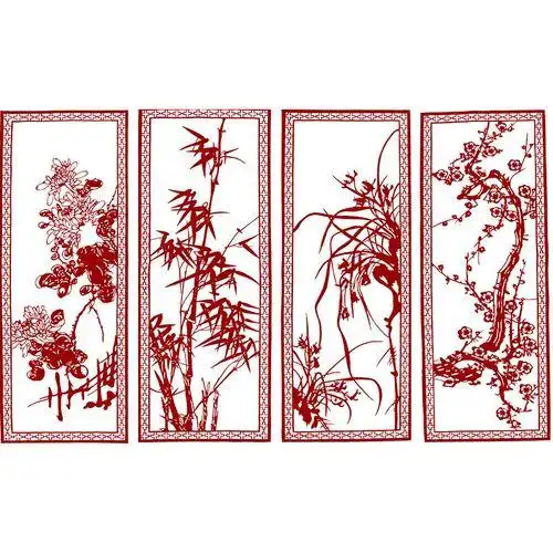 剪纸春夏秋冬四季花