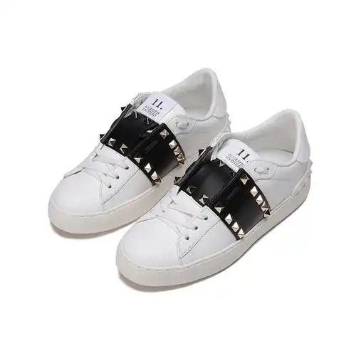 华伦天奴valentino女士皮革铆钉装饰系带休闲运动鞋小白鞋xw2s0a01ztn