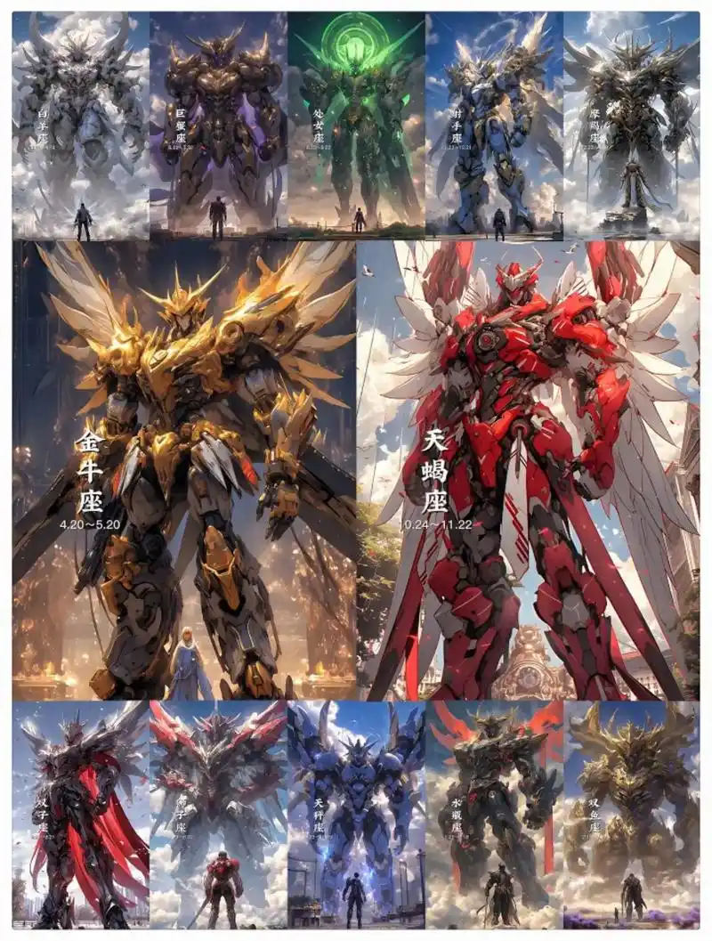 十二星座机甲之神.十二星座机甲之神  星座机甲,怒发华贵星光 - 抖音