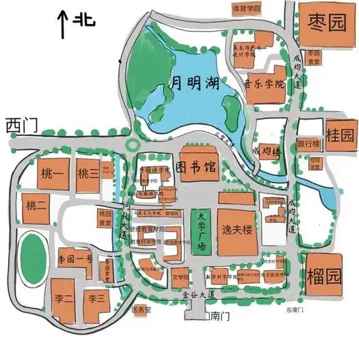 河南科技学院校园风景手绘图(为新生指路)(25)