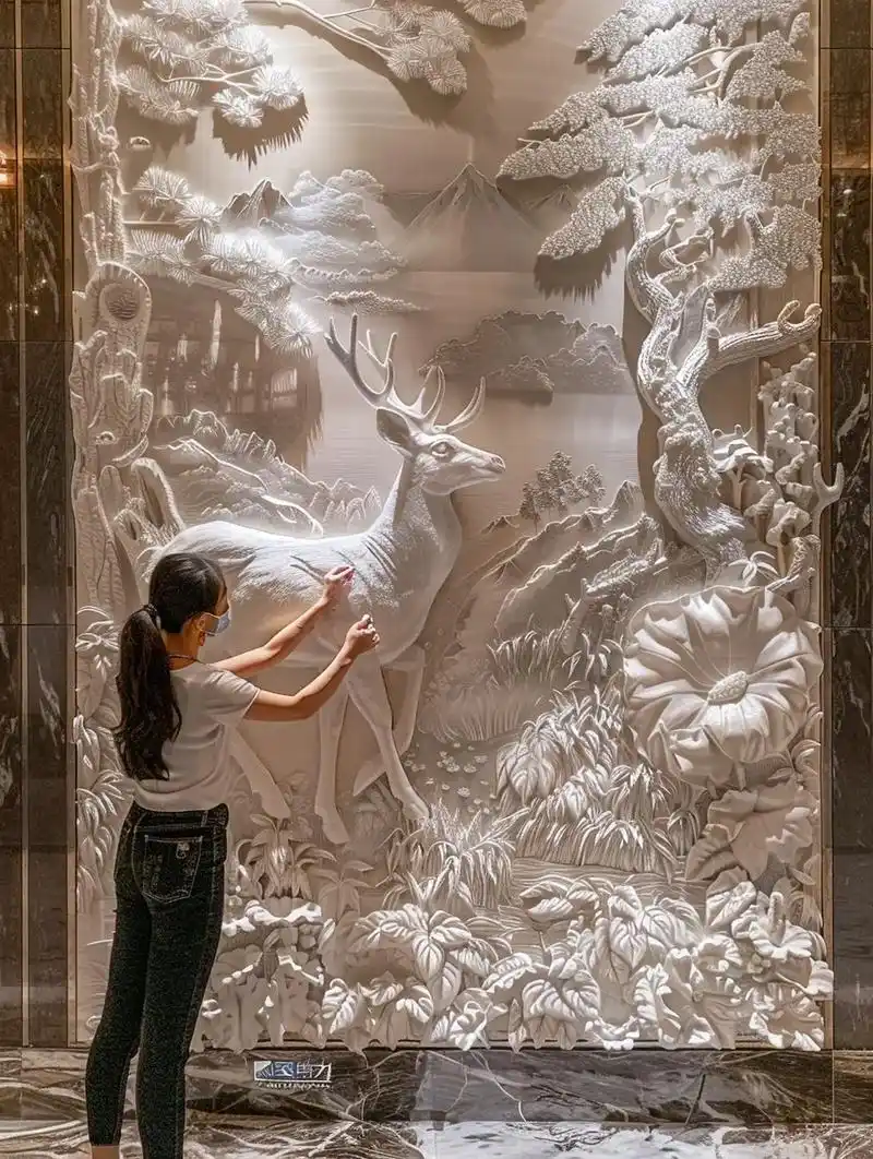 浮雕梅花鹿浮雕