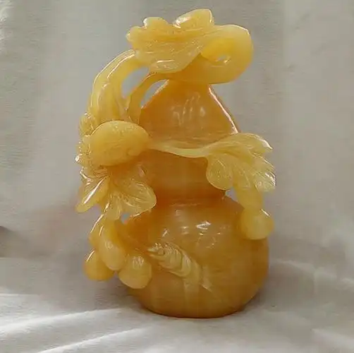 天然米黄黄玉葫芦摆件风水玉石葫芦镇宅辟招财摆件