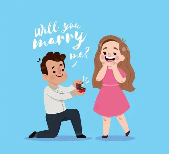 卡通求婚的男女矢量素材