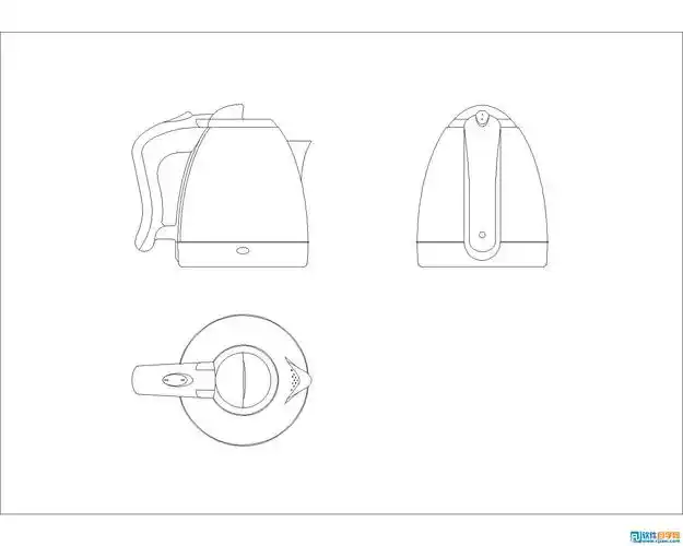 auto cad2010绘制电水壶三视图