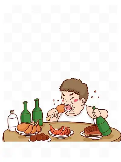 71719暴饮暴食的胖子插画人物设计7175510三伏天吃冰棒人物创意漫画