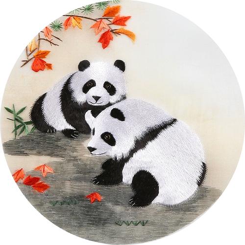 苏绣初学者手工diy套件刺绣材料包自己绣苏州文化自己绣熊猫竹子