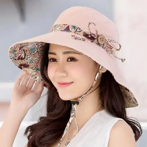 女士出游太阳帽防晒遮阳帽子女夏天韩版潮百搭海边沙滩帽大沿凉帽
