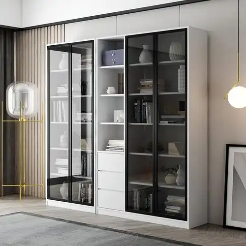 yngfn新款广州办公室玻璃门文件柜书柜带灯书架书橱资料柜组合储物