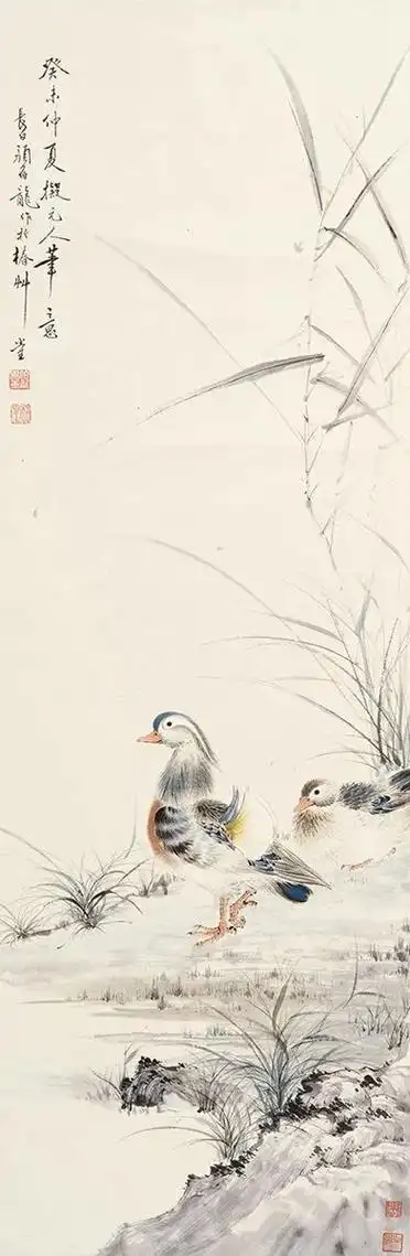 国画中的爱情,赏名家国画浪漫鸳鸯图