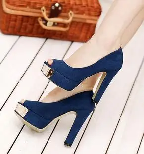 春秋季韩版新款鱼嘴鞋粗跟超高跟防水台撞色女单鞋套脚凉鞋