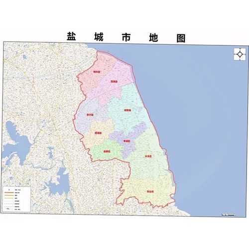 2024新款盐城市地图贴图 办公室挂图 高清防水墙壁装饰画定制地图