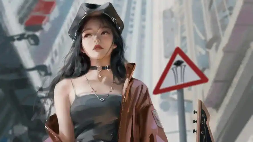 可爱女孩时尚帽子厚涂4k动漫壁纸