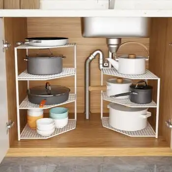 汉世刘家锅具收纳架厨房置物架台面转角置物架下水槽锅架多层厨房收纳