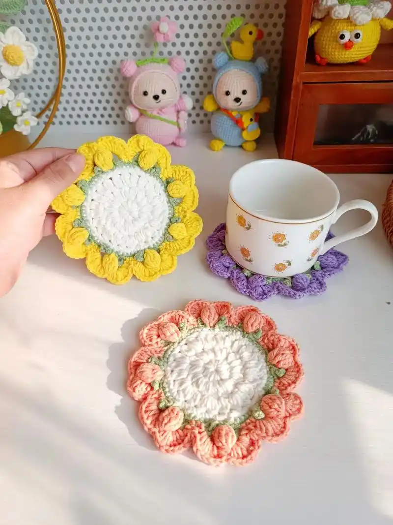 杯垫#我的手工作品 #钩针编织 #钩织小物件 #我的手作 # - 抖音