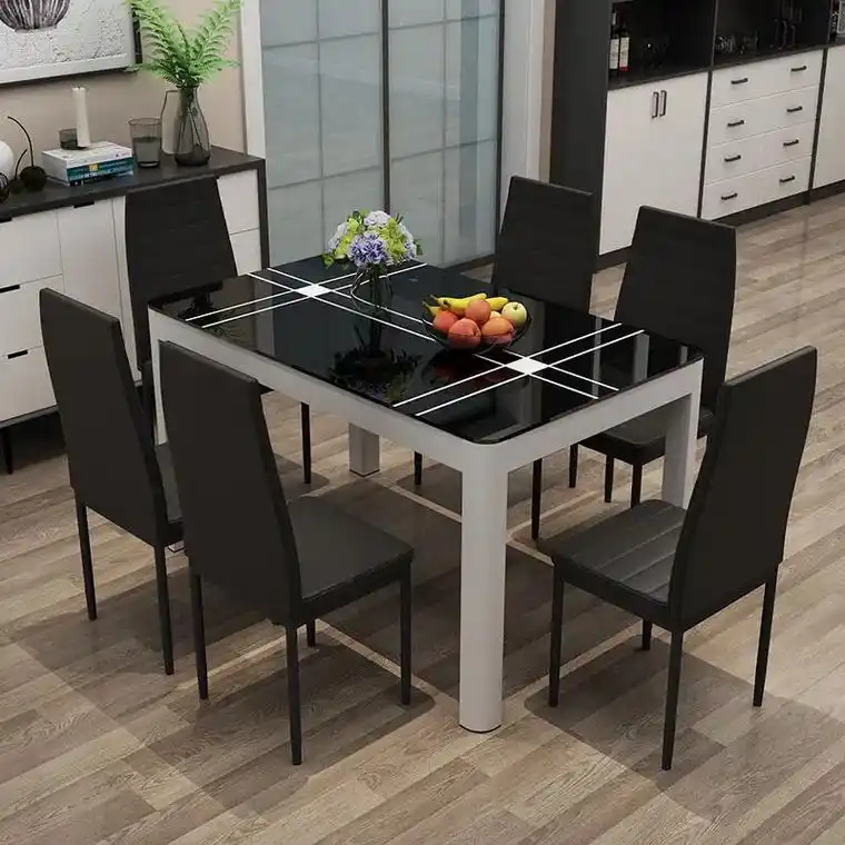 餐桌椅组合现代简约小户型4人6人长方形家用吃饭桌子 - 抖音