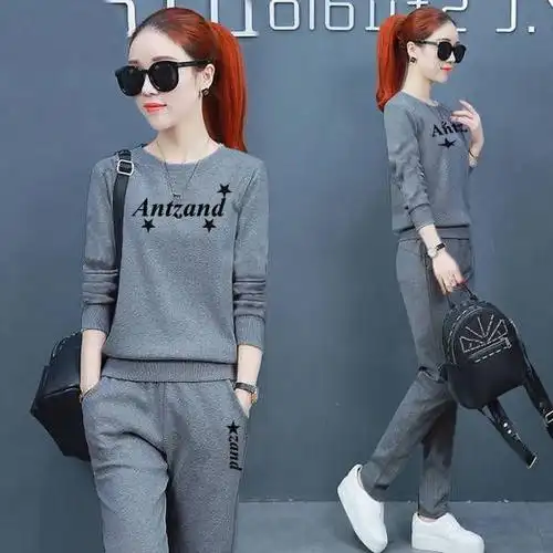 休闲运动服套装女2021春秋季新款显瘦减龄气质时尚炸街卫衣两件套遮肉