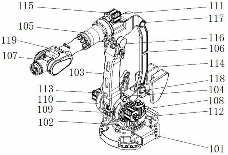 本实用新型涉及工业制造自动化领域,具体涉及一种重型六轴机器人.
