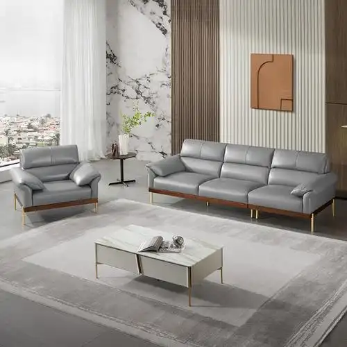 新品顾家家居意式真皮沙发客厅现代轻奢羽毛头层牛皮欧式沙发90dk1095