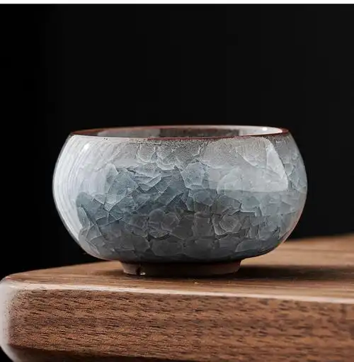 黑冰茶具 龙泉冰花主人杯单个冰裂陶瓷茶杯茶碗品茗杯大号复古青瓷茶