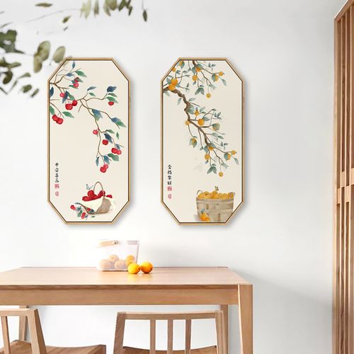 茜牡 新中式客厅挂画吉祥寓意墙画八角形壁画玄关背景墙装饰画