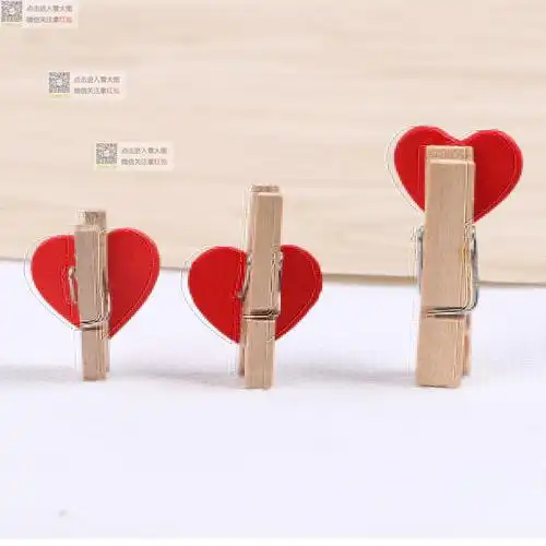50只相片夹照片夹子可爱创意照片墙装饰便签夹红色爱心迷你小夹子
