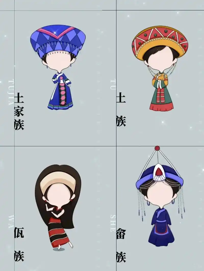 图片版.某书看到的#56个民族 #q版人物 - 抖音